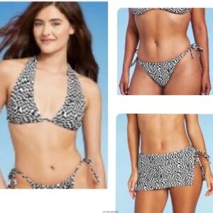 Black and White checkered Women's Halter Bikini Set
